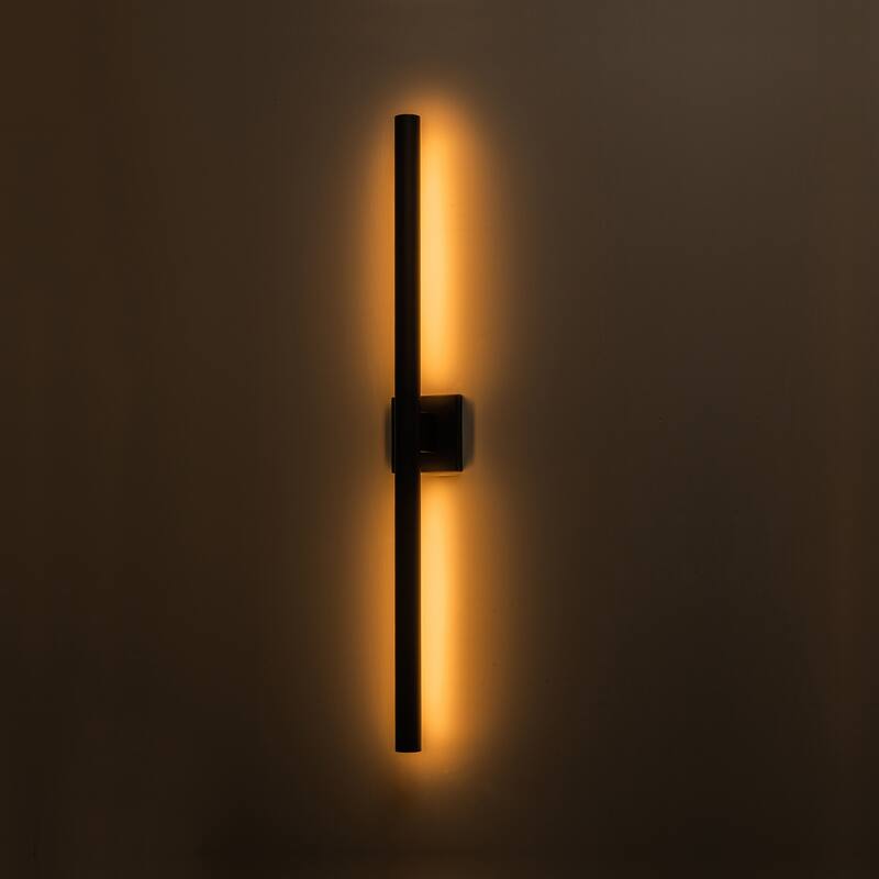 C Cattleya 2-Light Matte Black Dimmable Modern LED Outdoor Wall Sconce - Height-26"