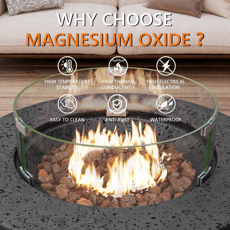 COSIEST 3-Piece Outdoor Round Fire Pit with Tank Cover, Wind Guard
