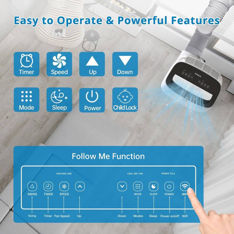 14000 BTU Portable Air Conditioner with Remote Control