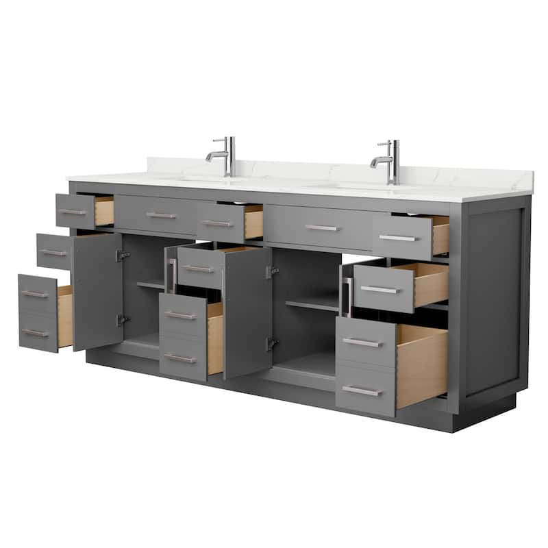 Beckett TK 84-inch Double Vanity, Single Hole Quartz Top