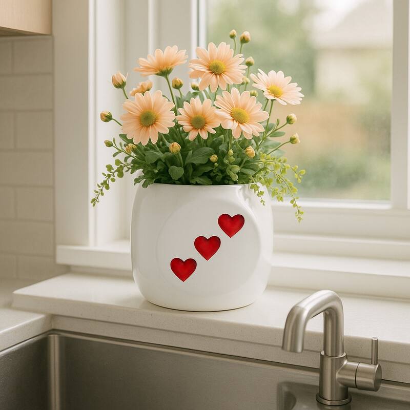 Decorative Ceramic Dice Planter or Flower Pot - 6" - 6.0"