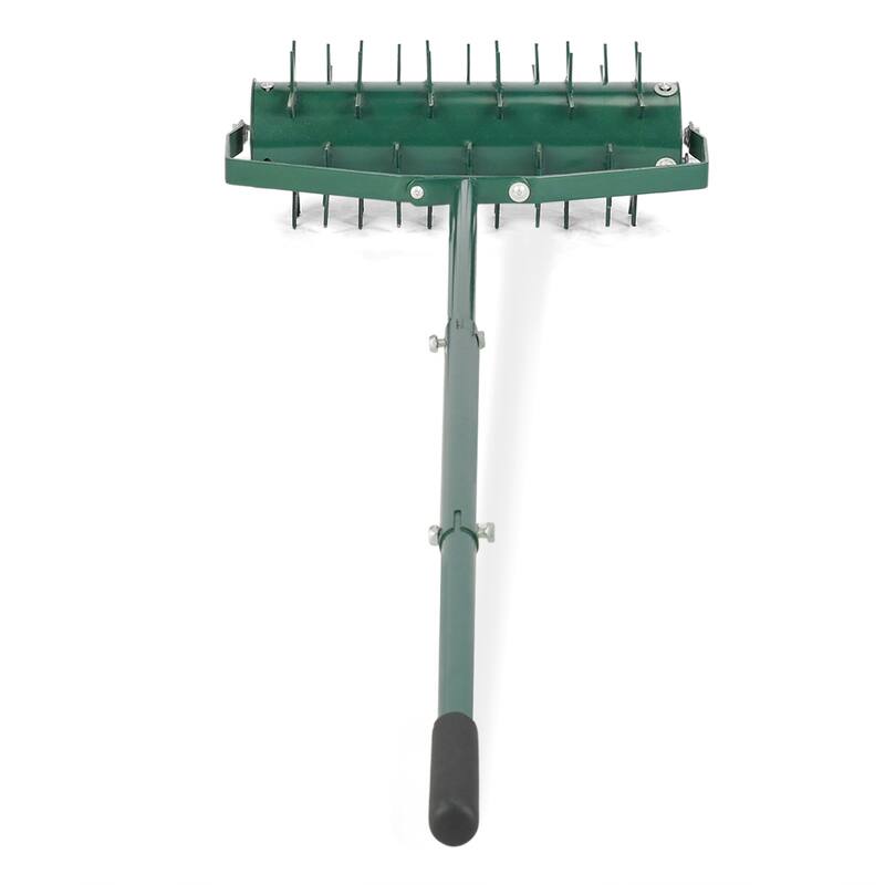 Green Lawn Aerator with Heavy-Duty Galvanized Steel Drum and Double Spikes and Rubber Handle - (17.3 x 6.7 x 59.8) in
