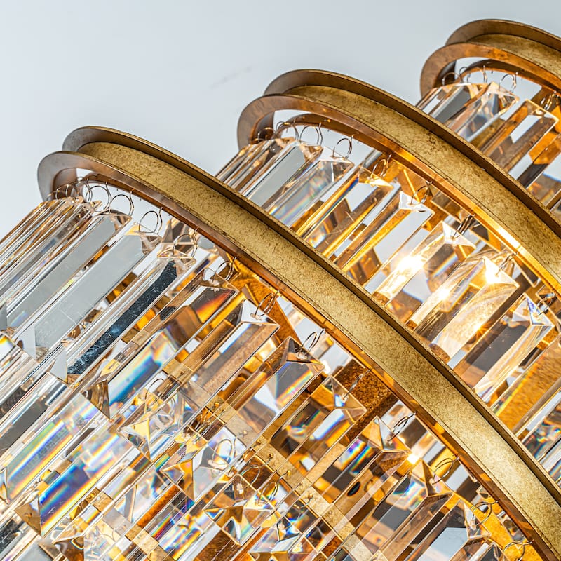 Elegant Matte Gold Tiered Crystal Chandelier 4/8 -Light Luxury Hanging Light For Living Room And Dining Room