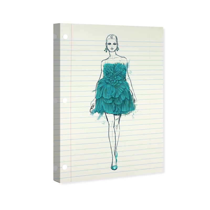 Wynwood Studio Canvas Fashion and Glam Runway Letter Turquoise Blue and Teal Modern & Contemporary Wall Art Canvas Print