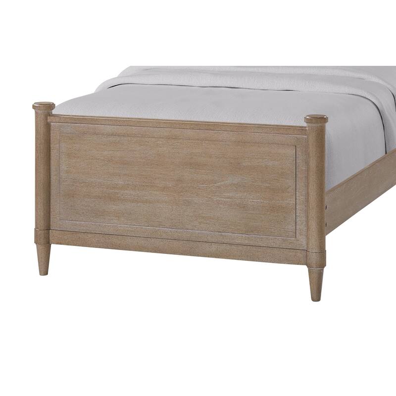 Twin Bed with Mindi Veneer and Panel Headboard in Soft Sand Finish