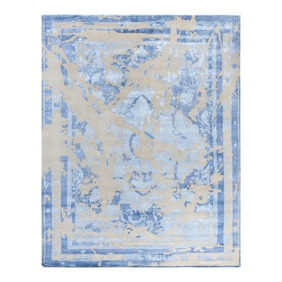 Modern One-of-a-Kind Hand-Knotted Area Rug, Blue - 8' 1" x 10' 2"