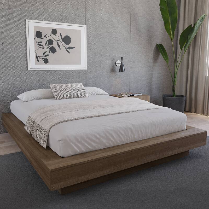 Marconi Platform Bed Frame - Brown Oak