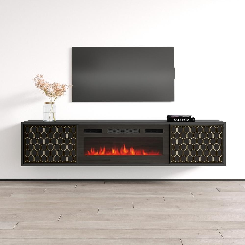 Mid century tv stand with fireplace deals