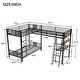 preview thumbnail 4 of 8, Metal Triple Bunk, L-Shaped Bunk Bed with Desk and Shelf