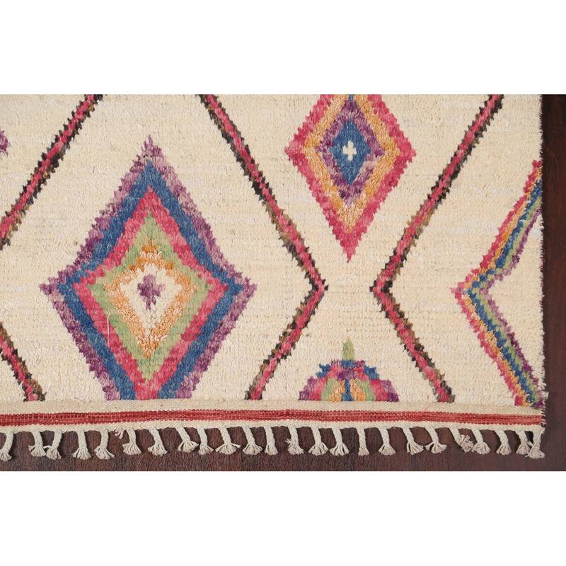 Tribal Geometric Moroccan Oriental Wool Area Rug Hand-knotted Carpet - 5'10" x 9'11"