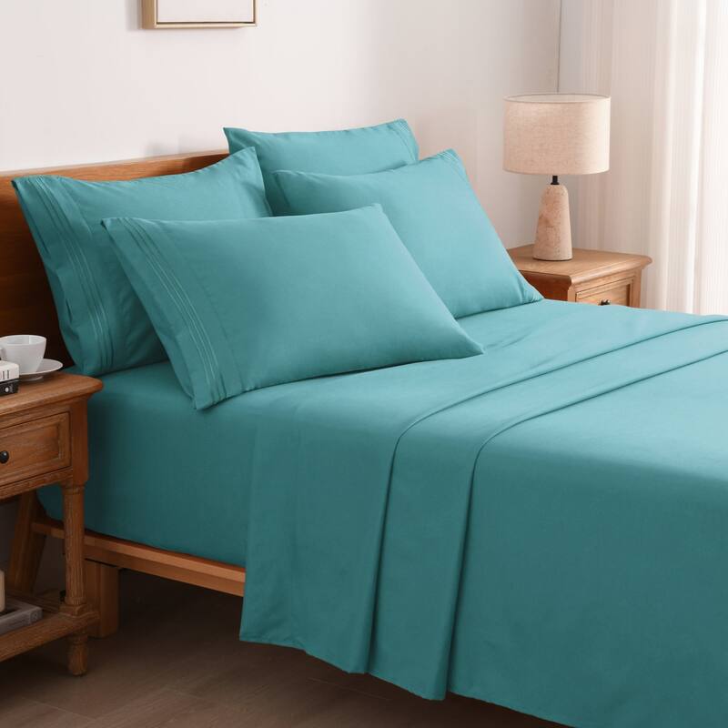 4/6 Pcs Soft Solid & Embroidery Bed Sheets Set