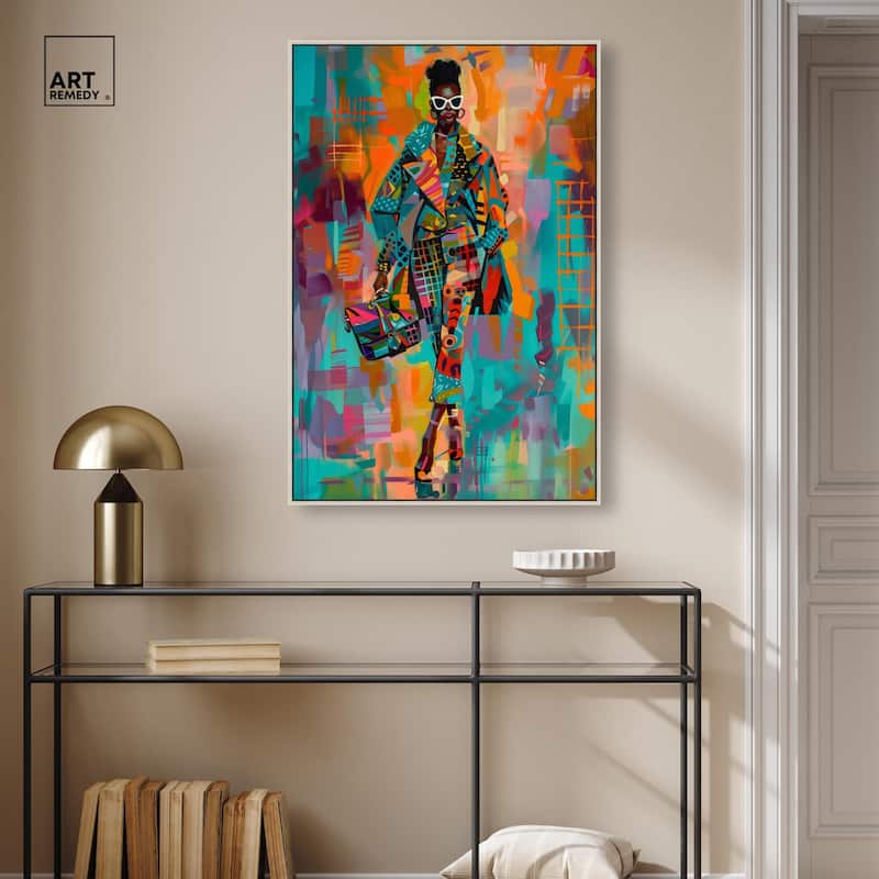 Bold Patchwork Style Canvas by Art Remedy