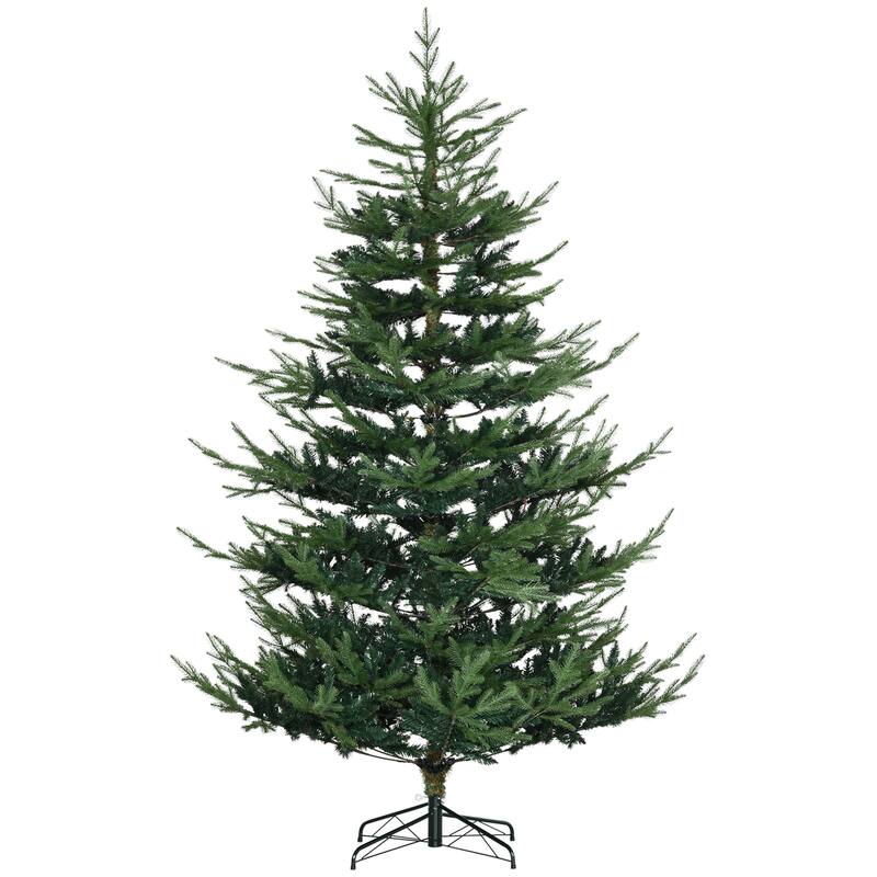 6FT/7.5FT/9FT Unlit Artificial Christmas Tree with Flame-Retardant Design and Metal Base - 7.5 Foot - Green
