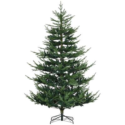 7.5 Foot Artificial Christmas Tree, Pine Hinged Xmas Tree With 1218 Realistic Branches, Steel Base, Auto Open, Green