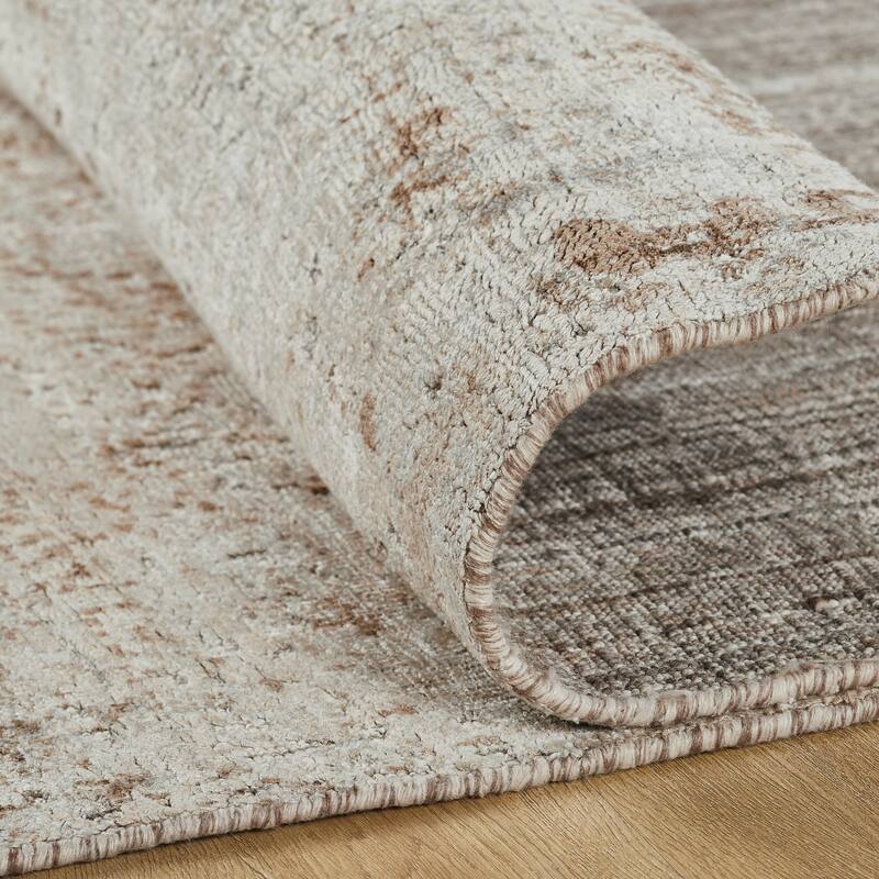 Urban Distress Abstract Brown Handmade Area Rug