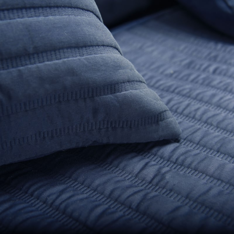 Rizzy Home Blackberry Grove Navy Blue Channel Stitched Quilt Set