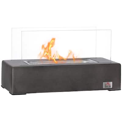 Tabletop Fireplace, 13" Concrete Alcohol Fireplace with Stainless Steel Lid for Indoor and Outdoor, 0.04 Gal Max 195 Sq. Ft.