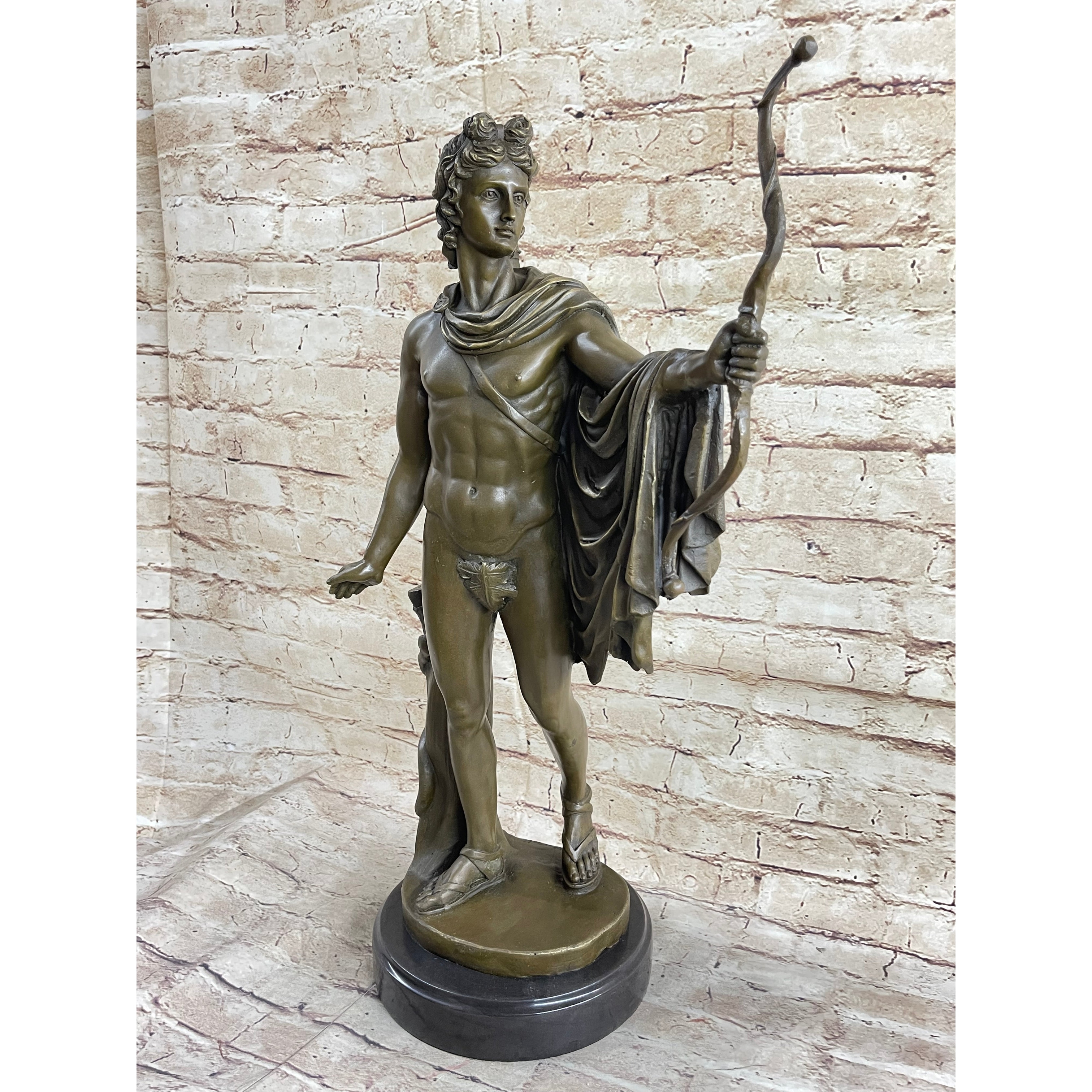 Apollo As An Archer With Bow - Bronze Sculpture Statue Greek Roman Mythology Art