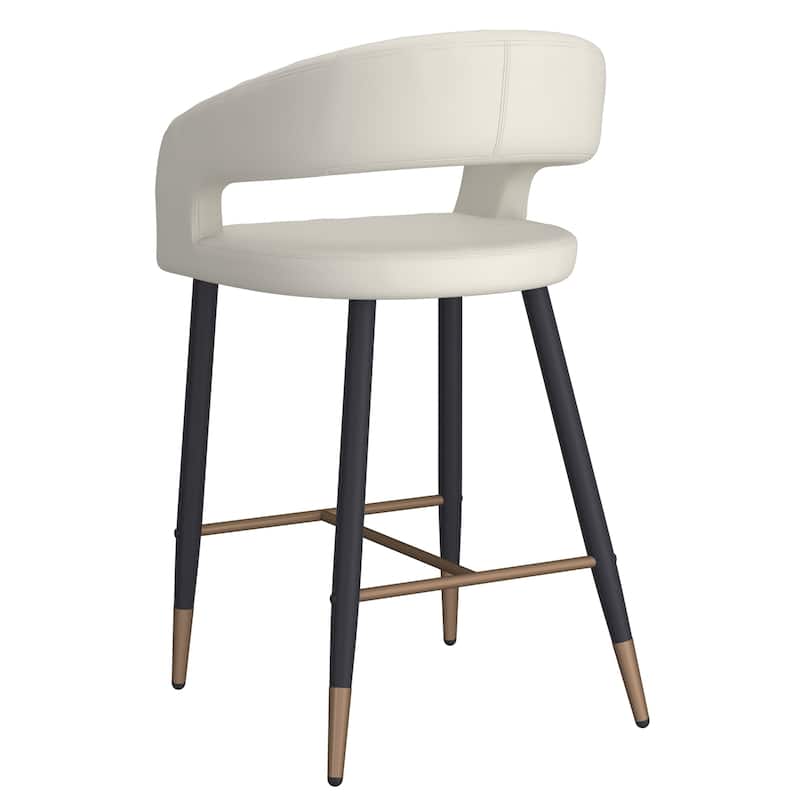 Modern Faux Leather and Metal 26" Counter Stool, Set of 2