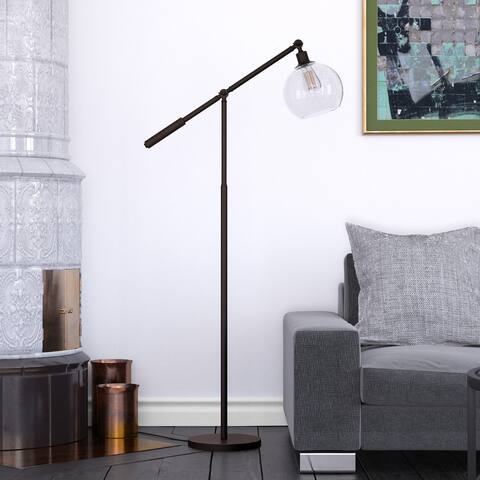 Dardan Floor Lamp in Blackened Bronze with Globe Shade
