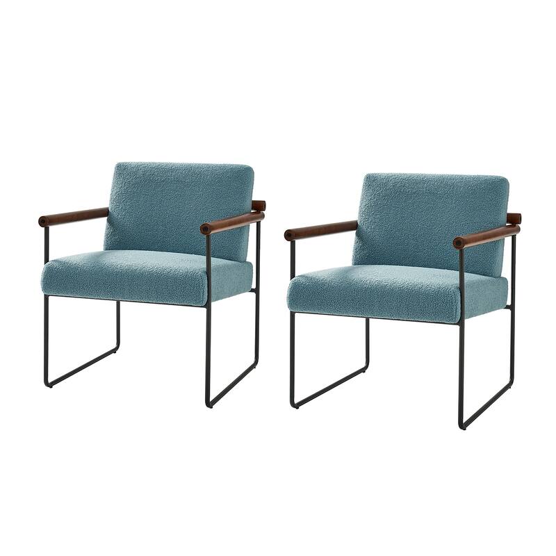 Justo Modern Accent Armchair with Metal Base and Removable Cushion Set Of 2 By HULALA HOME