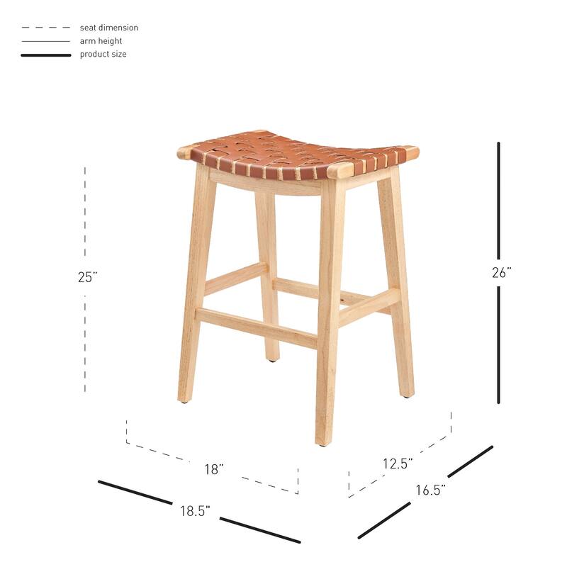 NPD Furniture Marco Faux Leather Backless Counter Stool with Natural Legs Color