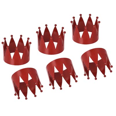 Napkin Rings, 6pcs 43mm ID Alloy Crown Shape Napkin Buckles, Red