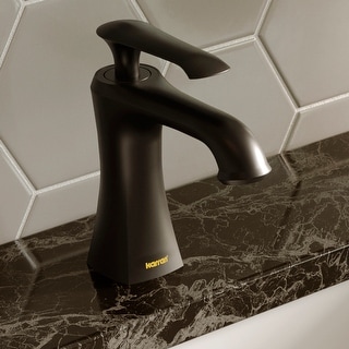 Karran Woodburn Single Hole Single Handle Bathroom Faucet with Matching Pop-Up Drain