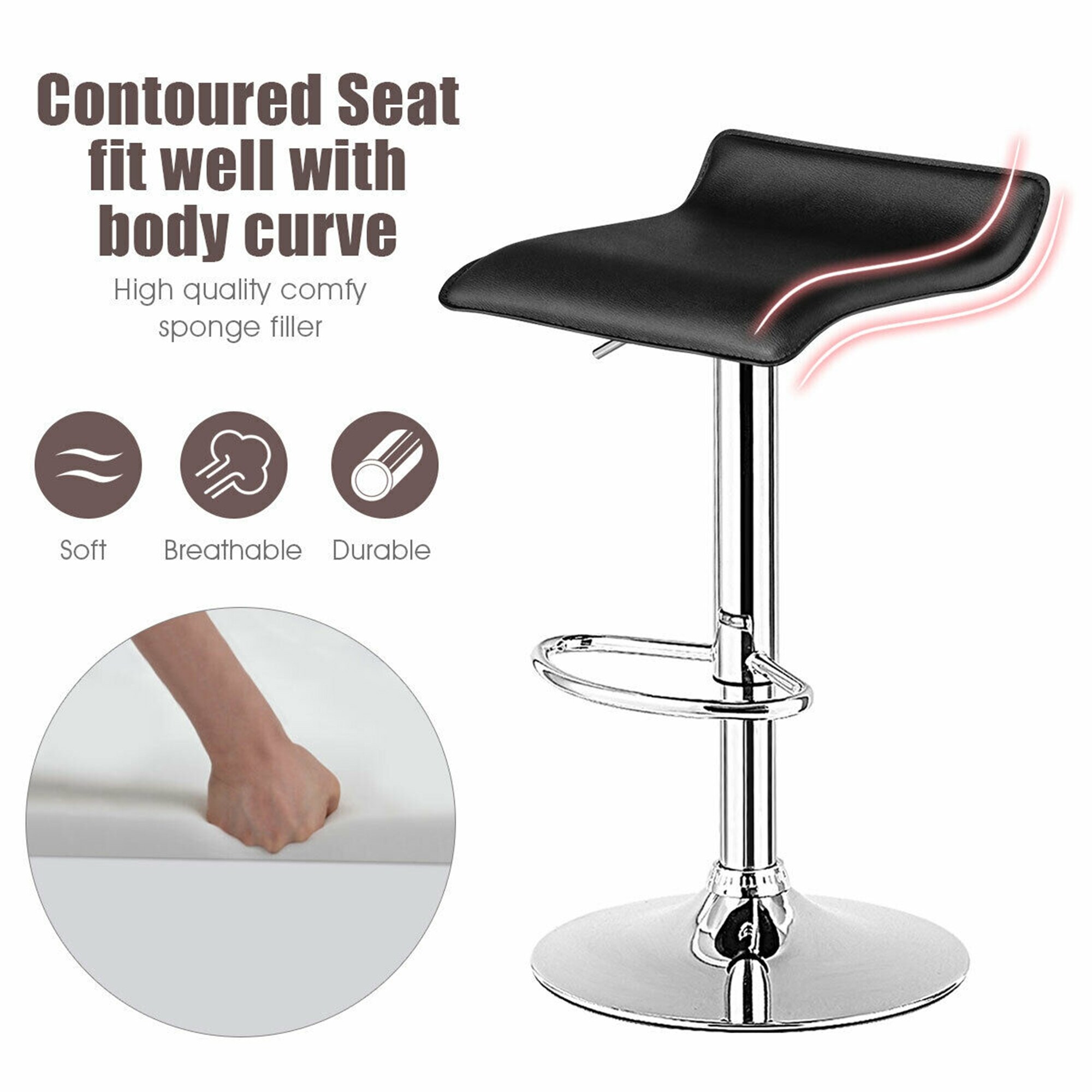 Shop Gymax Set Of 4 Swivel Bar Stool Pu Leather Adjustable Kitchen Counter See Details Overstock 32181762