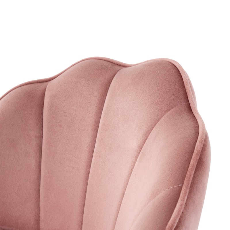 Set of 2 Shell Shape Velvet Bar Chair with Gold-plated Metal Legs