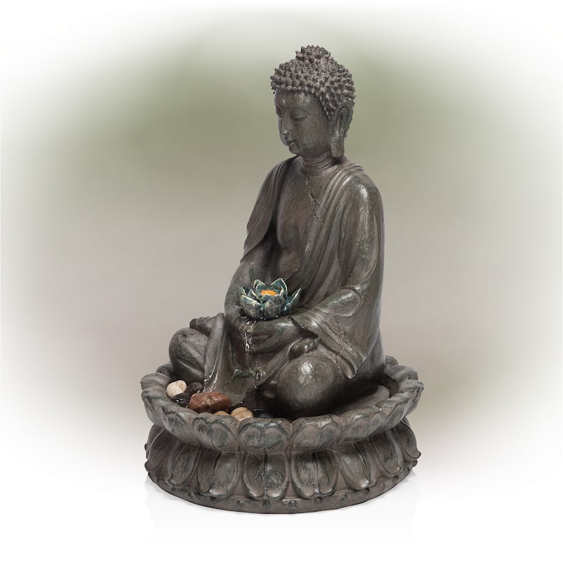Tabletop Buddha Water Feature with LED light