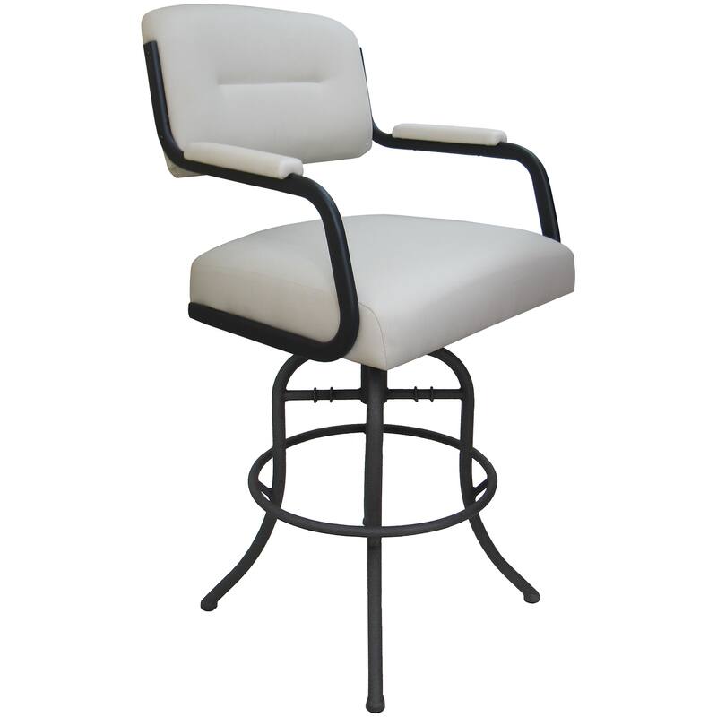 Swivel Tilt Counter 26" or 30" Bar Stool on Metal Frame - M-110 - Counter Height - White Vinyl - Gray