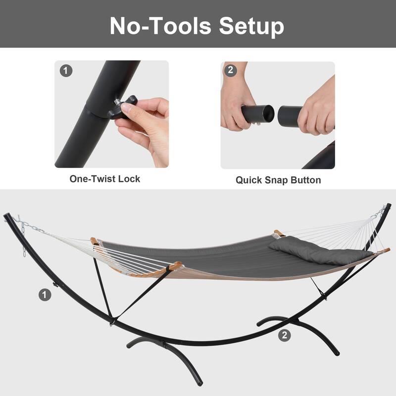 Portable Freestanding Hammock with Curved Stand for Outside