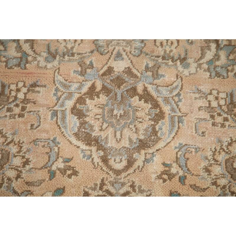 Hand Knotted Oriental 100% Wool Carpet Traditional Floral Peach Mashad Area Rug - 12' 3'' X 9' 7''