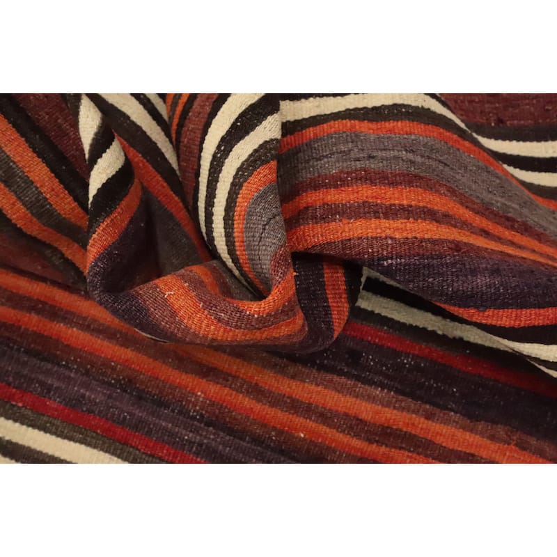 Hand Woven Oriental 100% Wool Carpet Southwestern Geometric Multi-Colored Kilim Area Rug - 10' 3'' X 4' 7''