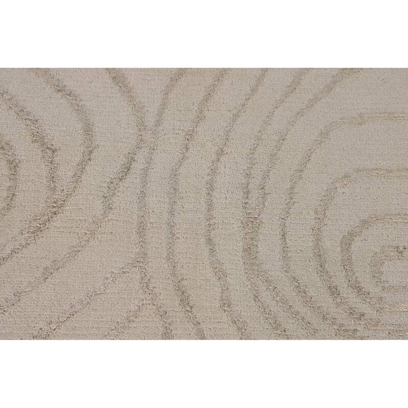 Beige Nepalese Modern Area Rug Handmade Wool Carpet - 6'0" x 8'7"