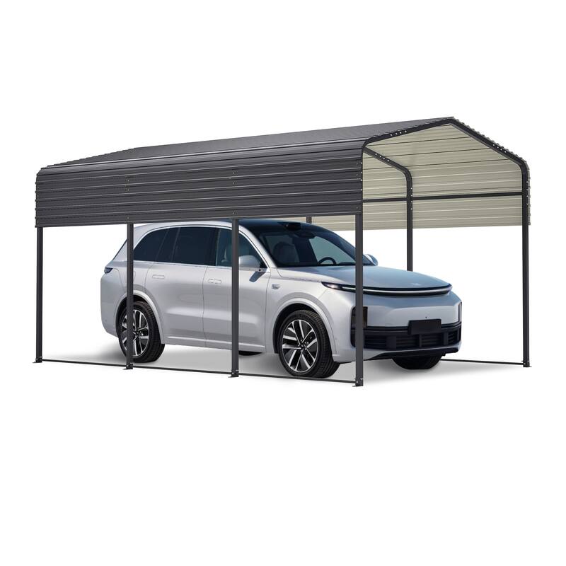 GDFStudio - Oliver Heavy Duty Outdoor Metal Carport with Waterproof Tarpaulin and Reinforced Base