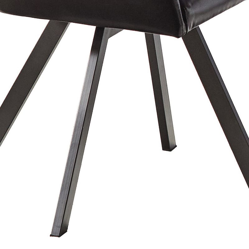 24 Inch Swivel Accent Chair, Black Faux Leather Seat, Channel Tufted Design
