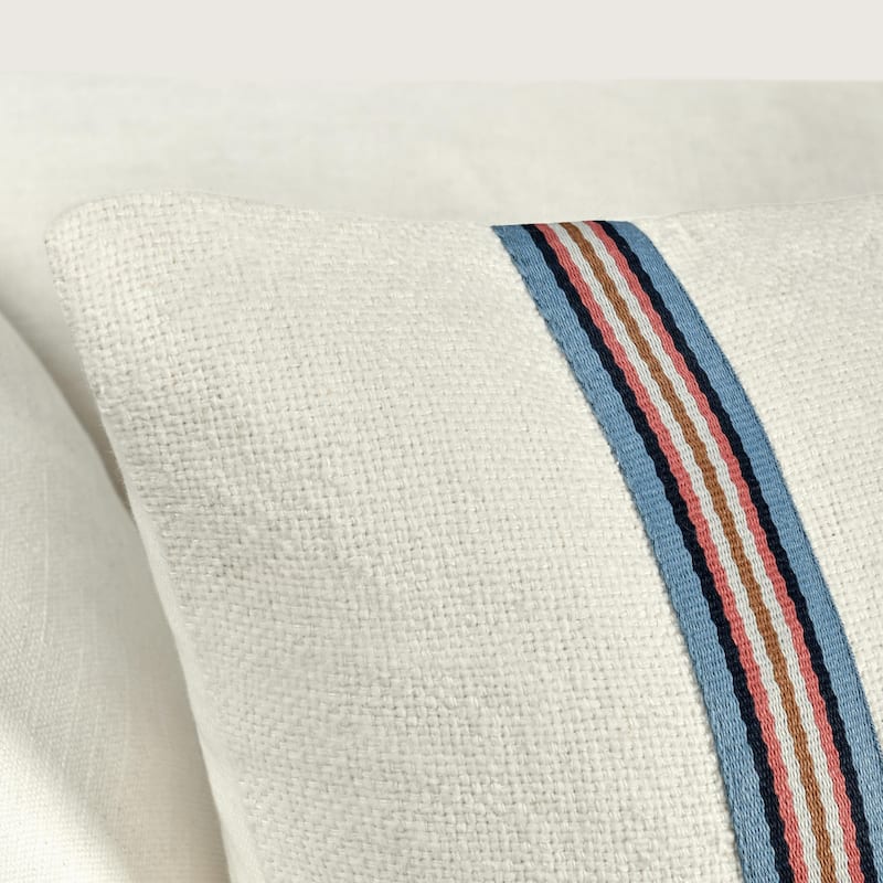 Villa by Classic Home Bacall 22" White Linen Blend Throw Pillow