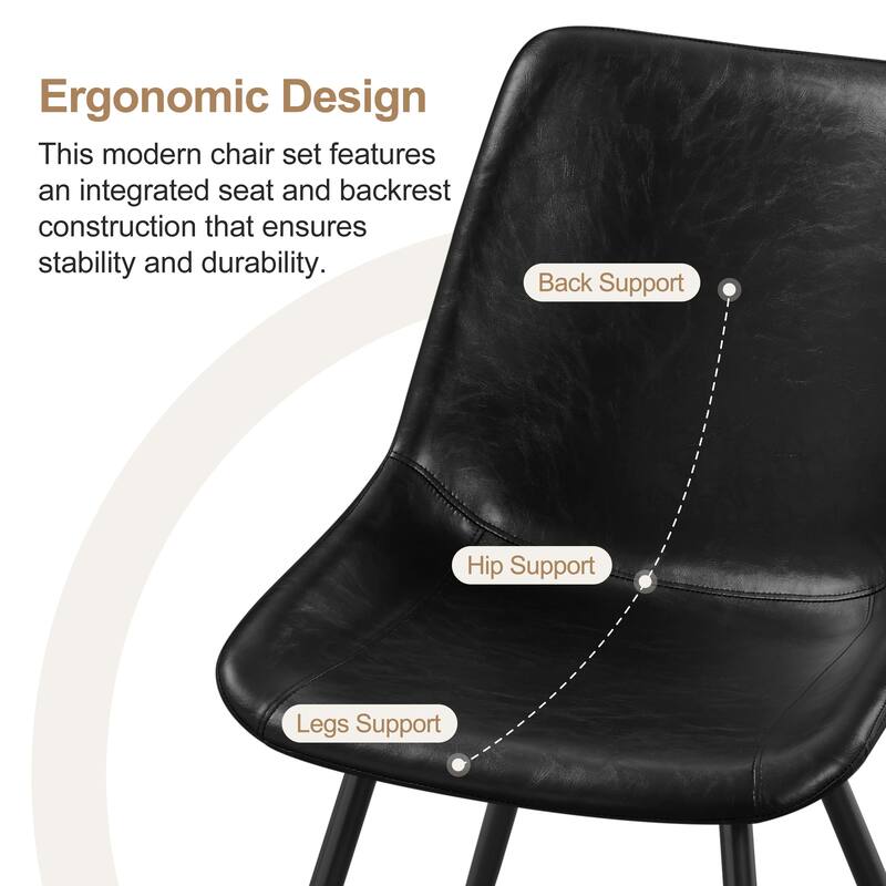Yaheetech 2PCS Faux Leather Dining Chairs with Metal Legs for Kitchen Dining Room