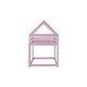 preview thumbnail 12 of 16, Pink Wood House Roof Twin over Twin Floor Bunk Bed with Ladder,Guardrails
