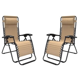 2 Pack Steel Zero-Gravity Chair - Beige - Bed Bath & Beyond - 38393372