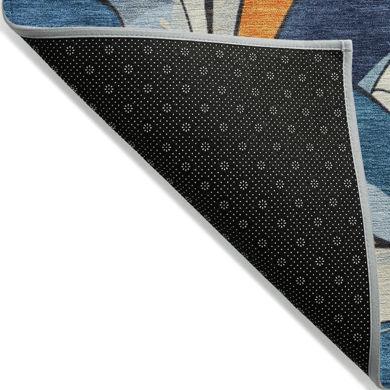 Machine Washable Indoor/Outdoor Modern Mosaic Chantille Rug