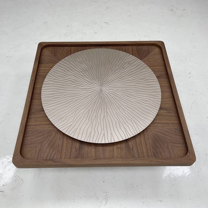 Mid Century 39.37" Square Coffee Table, Brown Walnut Wood