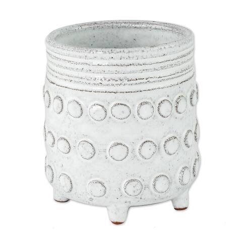 Novica Handmade White Earth Ceramic Sugar Bowl