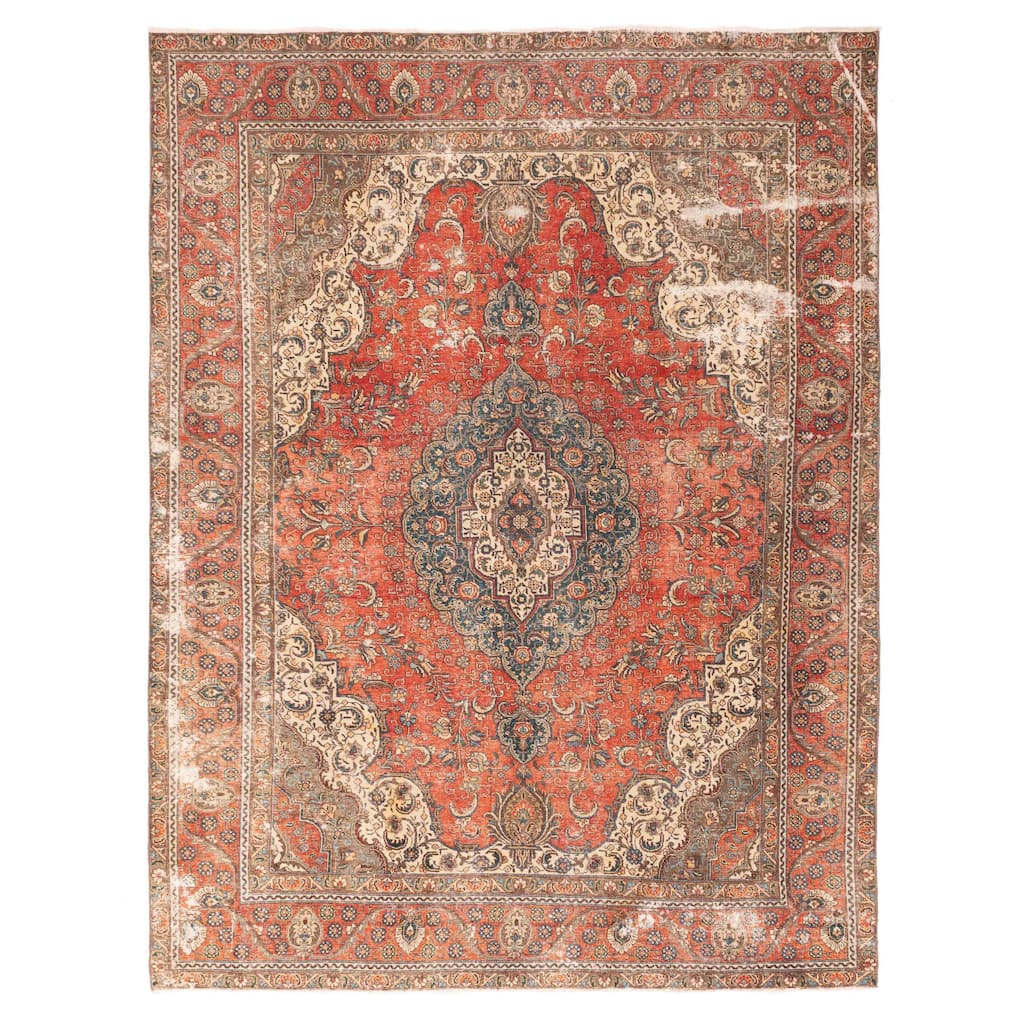 ECARPETGALLERY Hand-knotted Antalya Vintage Light Red Wool Rug - 9'7 x 12'6