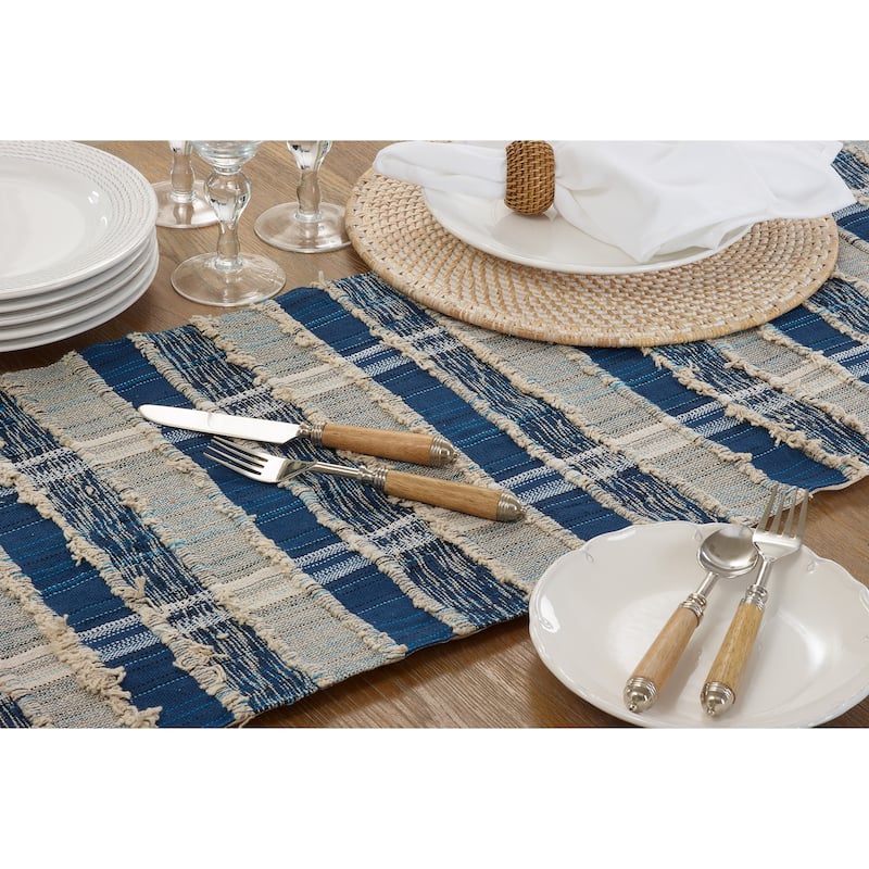 Striped Woven Table Runner With Dual-Tone Design