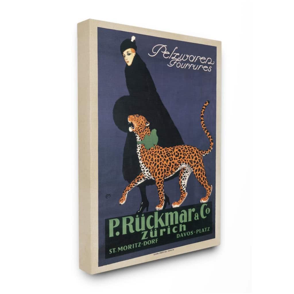 Stupell Vintage Women's Fashion Campaign with Leopard Canvas Wall Art