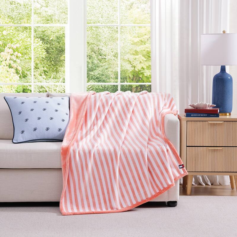 Tommy Hilfiger Printed Plush Reversible Throw Blanket
