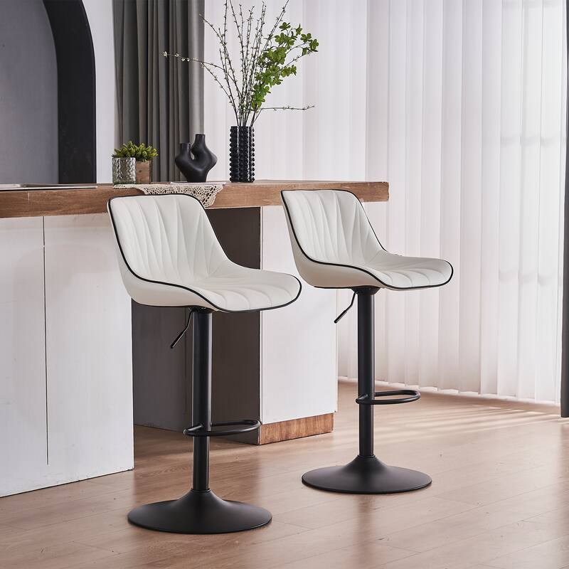 Adjustable Swivel Bar Stools Set of 2 Modern Upholstered Counter Stools